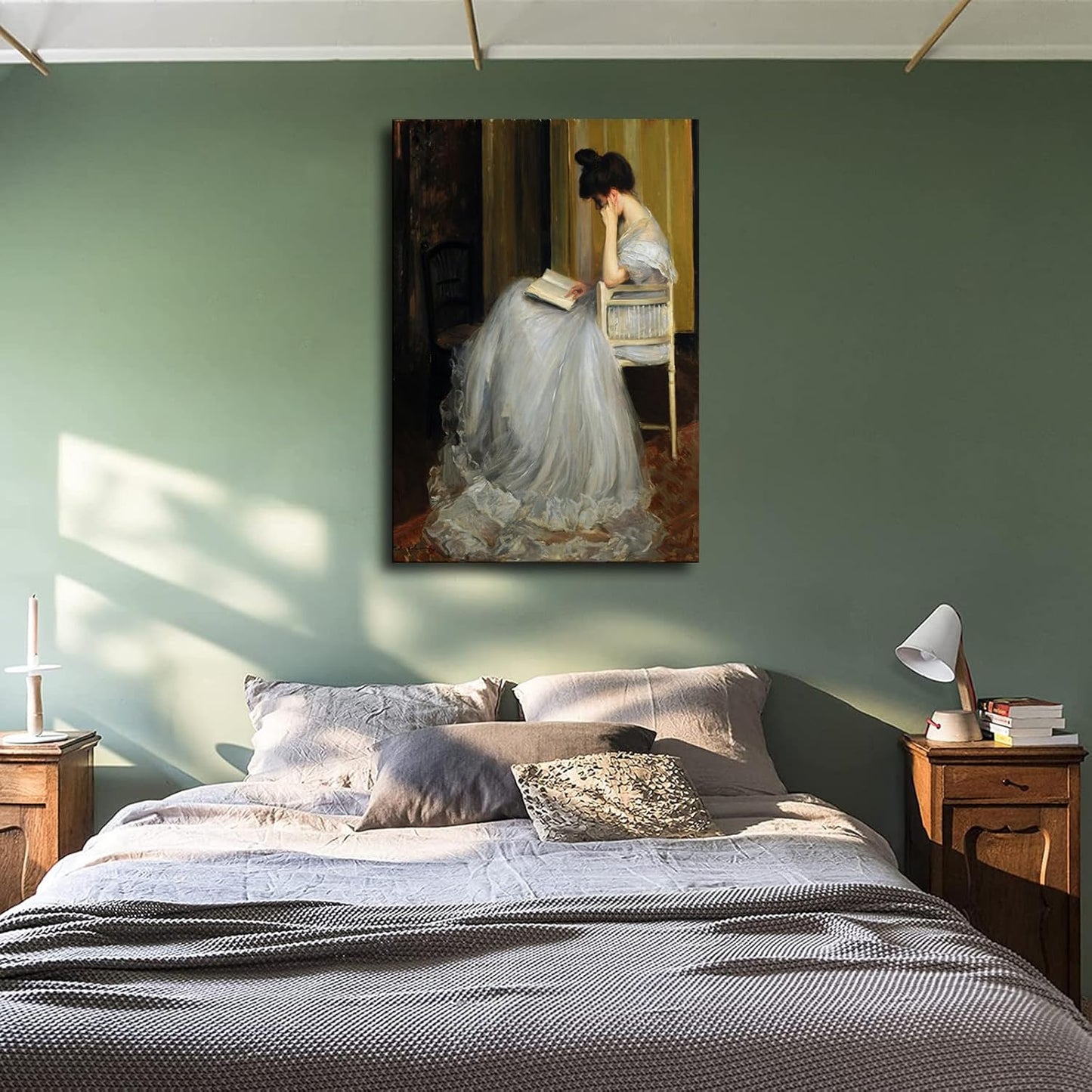 Woman Reading Portrait Poster Canvas Print Inspirational Wall Decor Home Decor Art Aesthetic Hanging Painting (20×30inch_Framed)