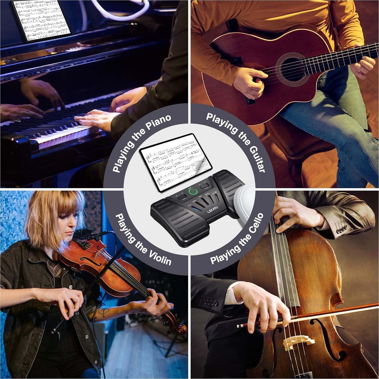 LEKATO Wireless Bluetooth Page Turner Pedal Music Page Turner Pedal for Ipad,Tablets Android IOS Phones Rechargeable Wireless Foot Pedal Silent Page Turner Ipad Page Turner for Hands-Free