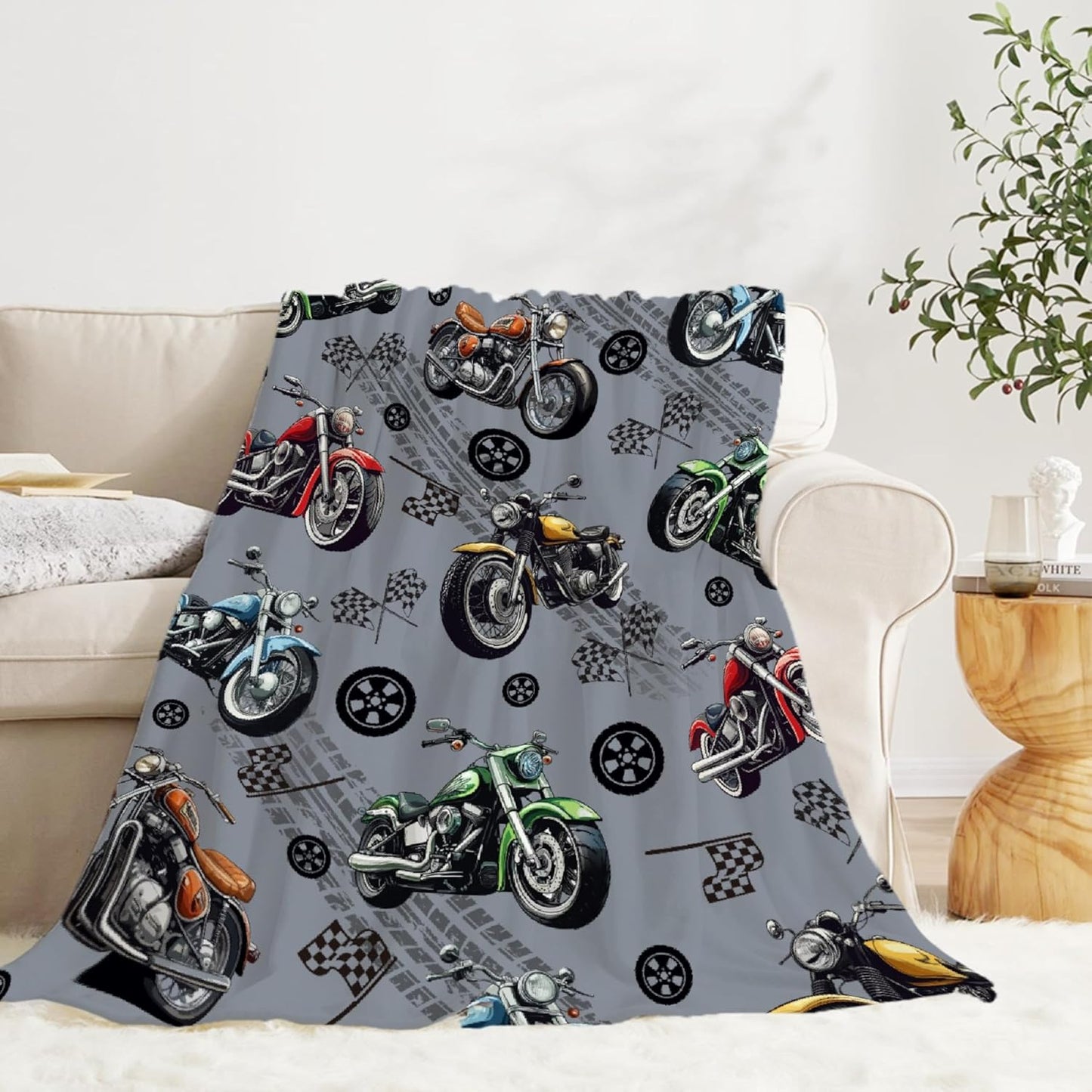 Motorcycle Blanket，Dirt Bike Blanket，Soft Cozy Lightweight Throws Gifts for Truck Lovers & Boys 40x50 Inch for Kid