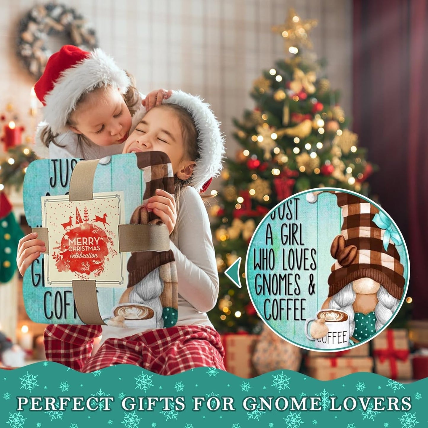 Coffee Gnome Blanket for Girls- Gnomes Gifts for Gnome Lovers, Daughter, Kids, Galentine's Day Soft Spring Gnome Theme Throw Blanket, 50x40 Inches