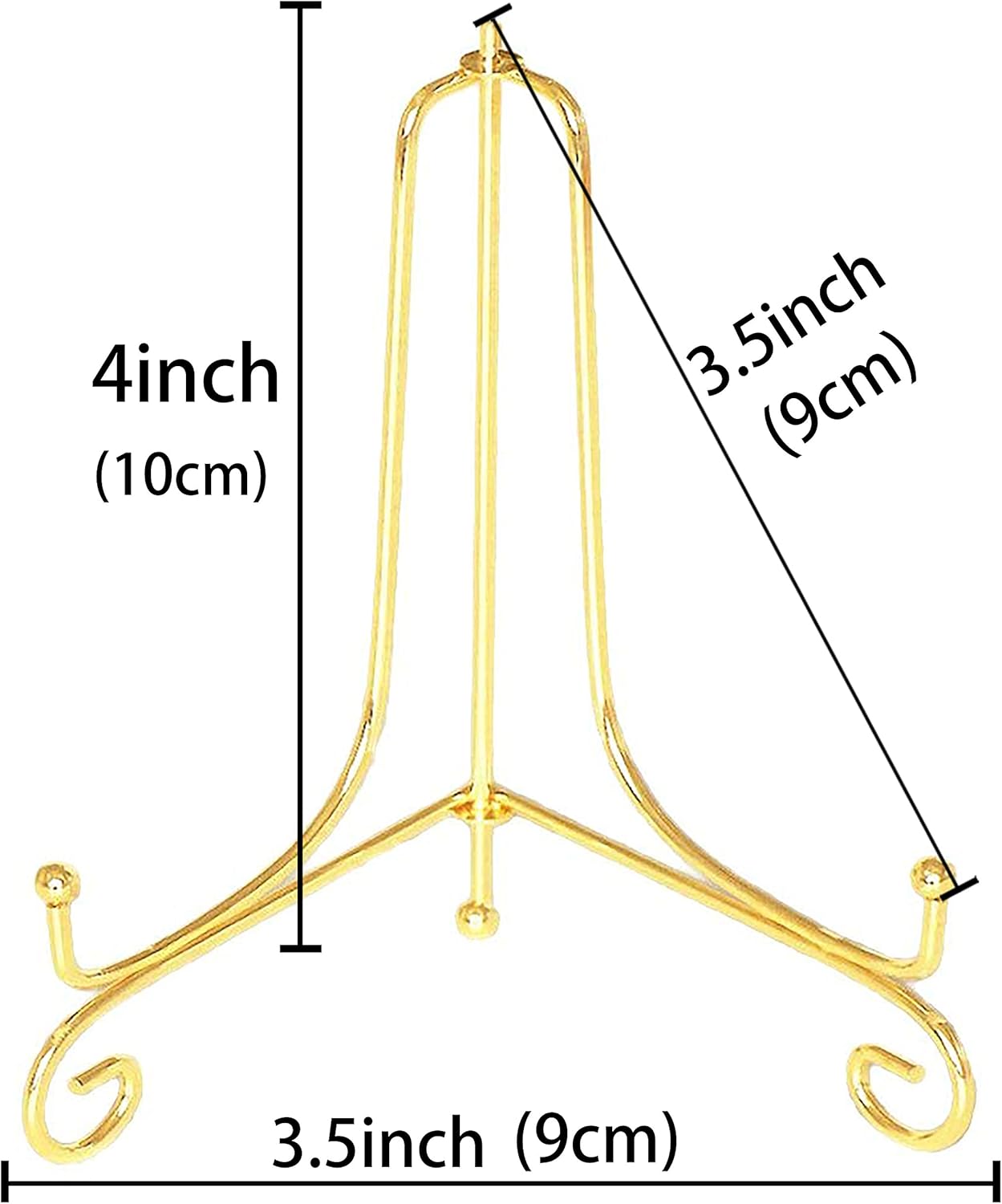 Artliving (4 pack 4" Iron Display Stand, Gold Small Iron Easel Plate Display Photo Holder Stand, Displays card,cookie, Decorative Plates,Artwork