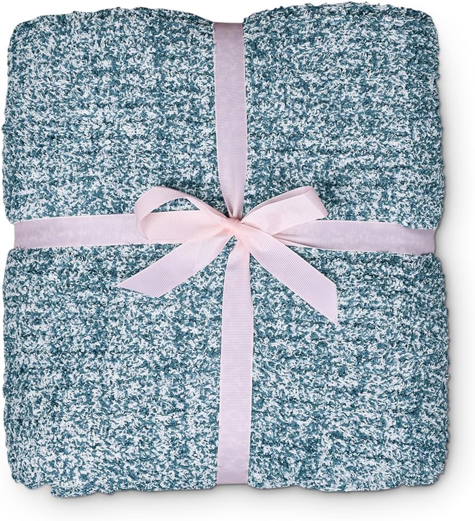 MH MYLUNE HOME Ultra Soft Ribbed Throw Blanket for Couch 60x80 Inches Luxurious Super Cozy Fluffy Microfiber Blanket Plush Warm Reversible Throw Blankets for Sofa Bed - Blue 60 x 80 Inches
