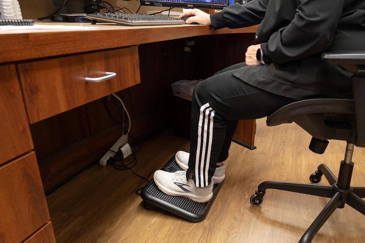 Cozy Products Toasty Toes Foot Warmer, Ergonomic Heated Footrest with 3 Adjustable Positions and 2 Heat Settings, Portable Space Heater, 105 Watts, Black, 12" x 18" x 5"