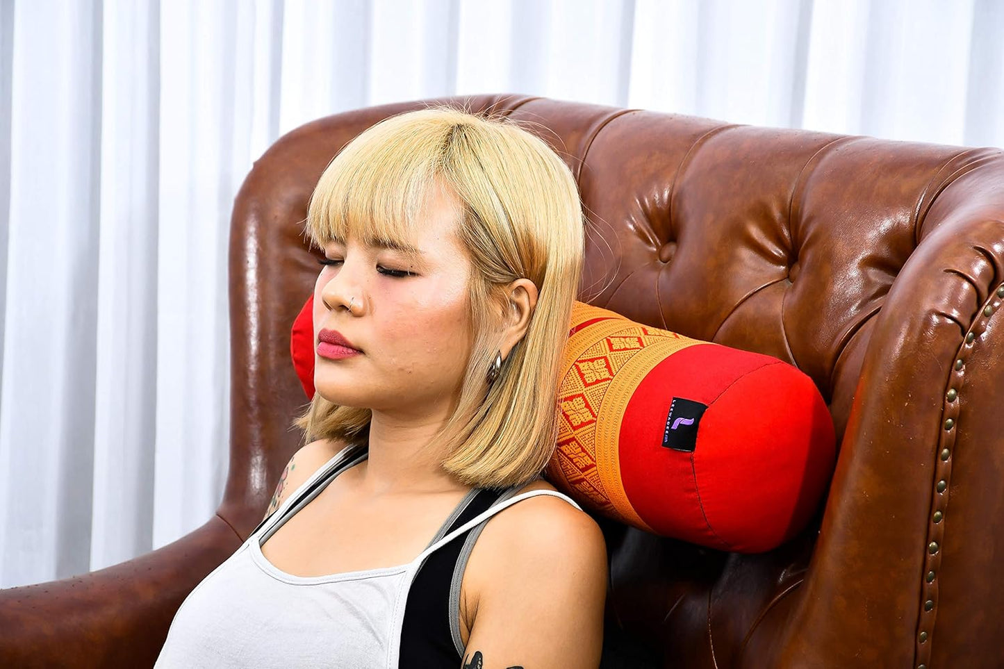 Leewadee Small Yoga Bolster – Shape-Retaining Cervical Neck Roll, Tube Pillow for Comfortable Reading, Kapok Filling, 22 x 6 x 6 inches