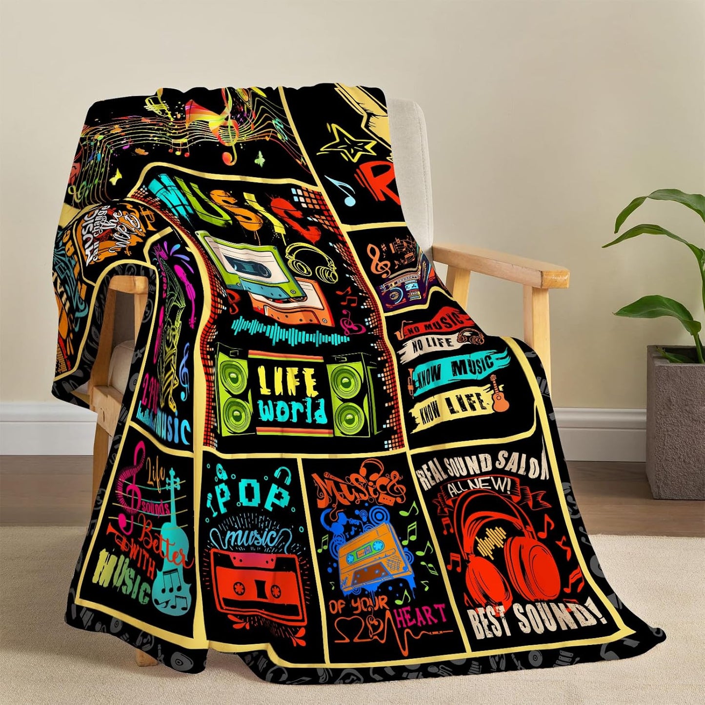 Music Blanket Gifts for Women Girls Soft Flannel Throw Blanket Musics Lovers Gifts Blankets for Kids Men Aults 50"X40"