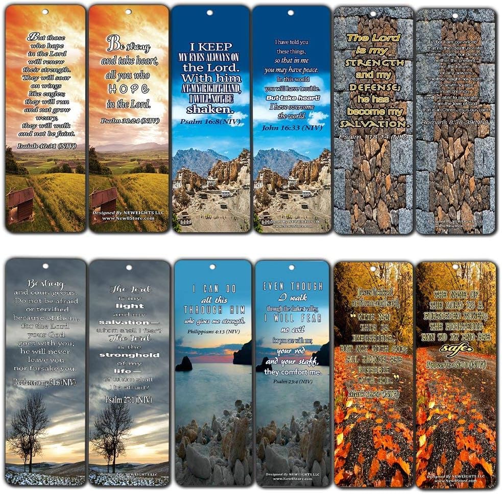 NewEights Bible Verses Bookmarks (60-Pack) – Daily Motivational Card Set – Collection Set Book – Ideal Giveaway for Church Members