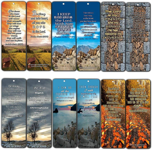 NewEights Bible Verses Bookmarks (60-Pack) – Daily Motivational Card Set – Collection Set Book – Ideal Giveaway for Church Members