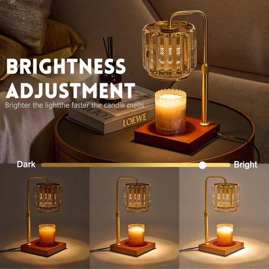 Candle Warmer Lamp with Timer and Dimmer Purple, Adjustable Height Glass Candle Lamp, Electric Candle Lamp Warmer for Home Decor,Gift for Women,2-Bulb Candle Warming Lamp for Jar Candles (Gold)
