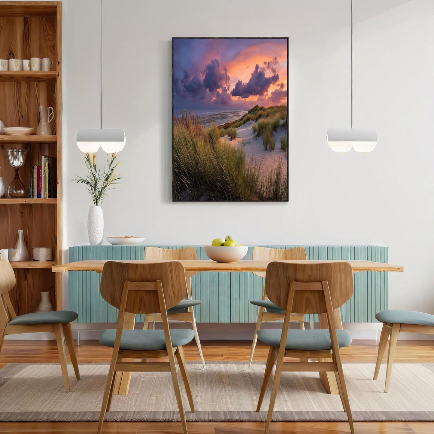 GDJSMIN Seaside Theme Wall Art, Sunset Dune Landscape Poster for Reading Room Living Room Decor 12x 16 inch Unframed