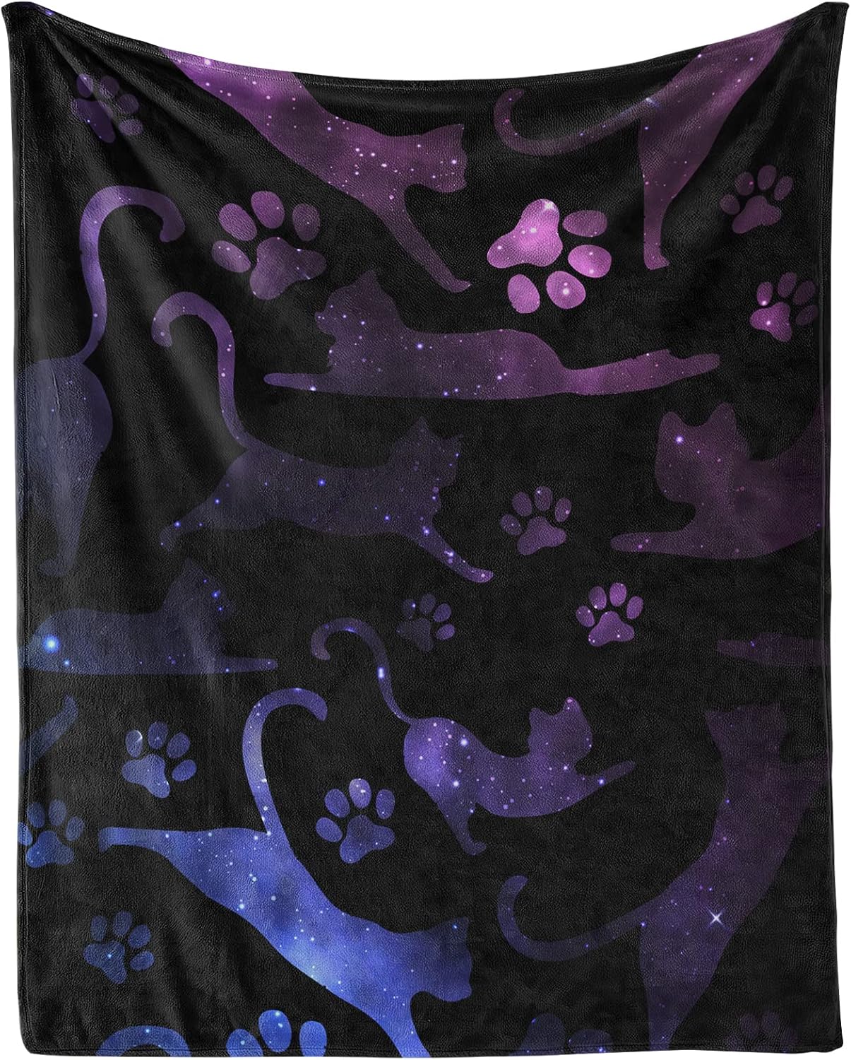 Cat Blanket Gifts - 50"x60" Cute Throw Blanket for Adults Kids - Black Soft Plush Throws for Bed, Couch & Travel