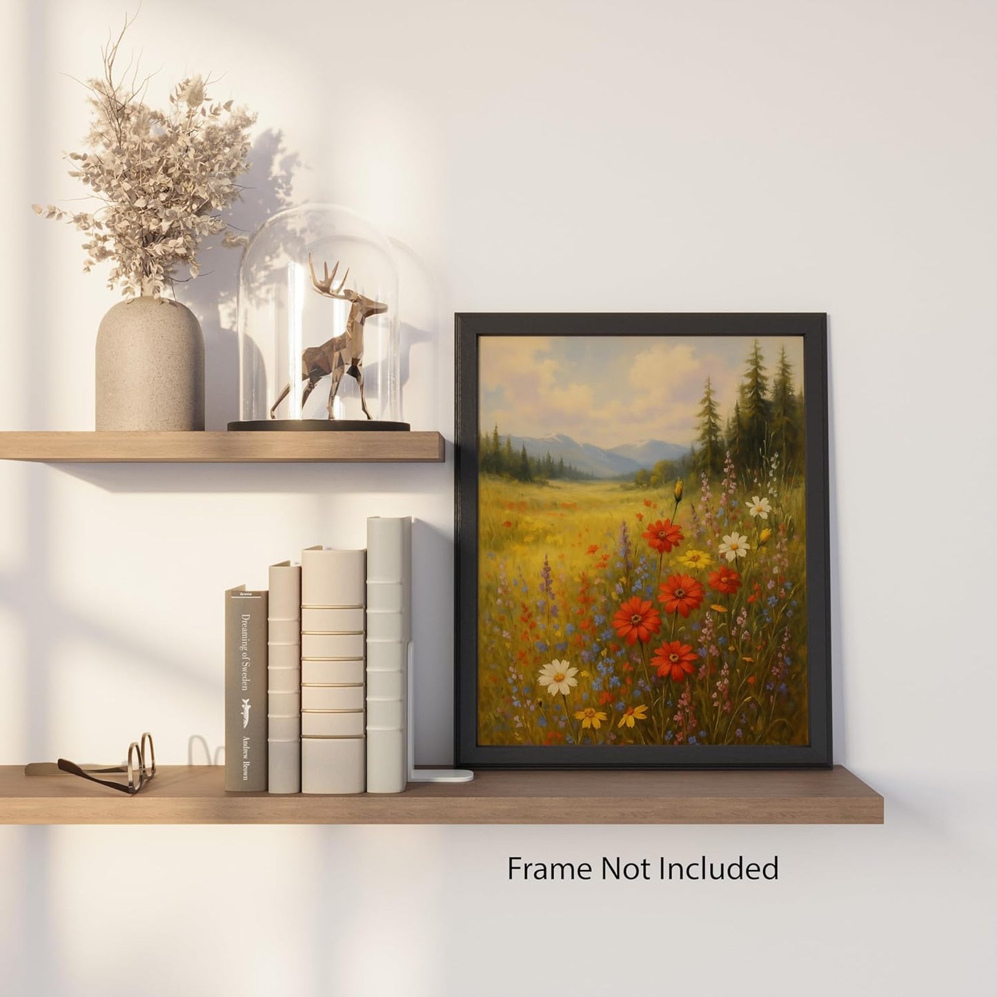 ZUKIY Wildflower Field - 8x10 Vintage Floral Wall Art Print - Unframed Cottagecore Artwork for Bedroom Decor - Classic Botanical Poster for Country Home or Vintage-Inspired Living Space