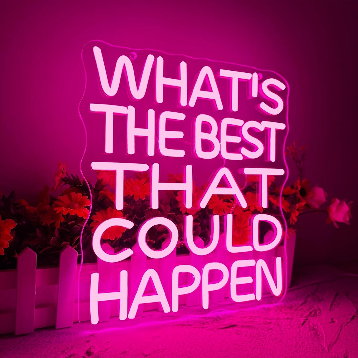 What's the Best That Could Happen Neon Sign, Dimmable Uplifting Quote Art, Motivational Quote Wall Decor Neon Light Sign, Aesthetic Inspiration Wall Art Decor Best Birthday Gifts(10.6 * 11.8in)