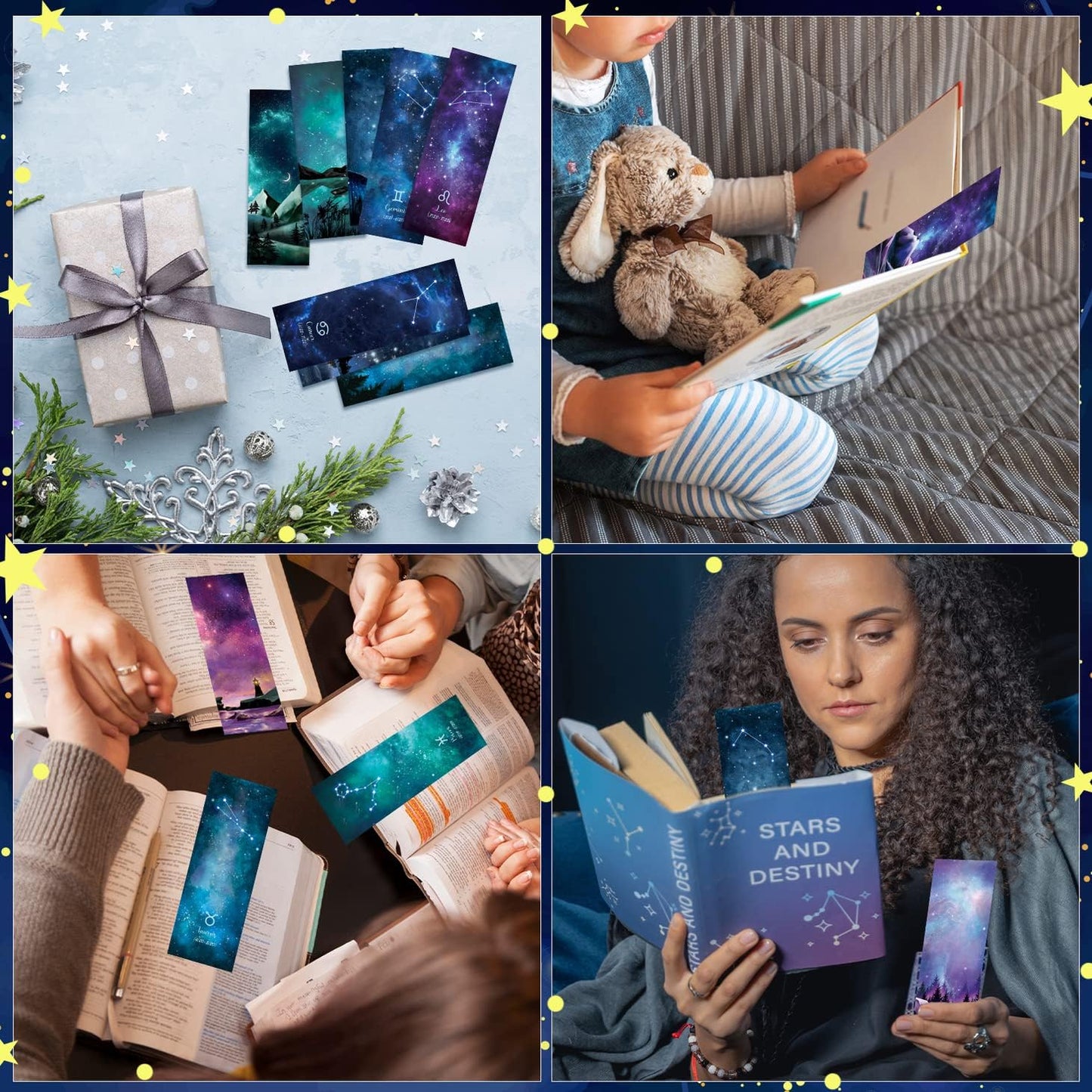 VOCHIC 12 Pcs Personalised Space Starry Night Bookmarks, Bulk Book Marks for Women/Men, Unique Zodiac Constellaion Bookmark for Book Lovers, Cool Book Mark for Adults,VBS Theme Gift