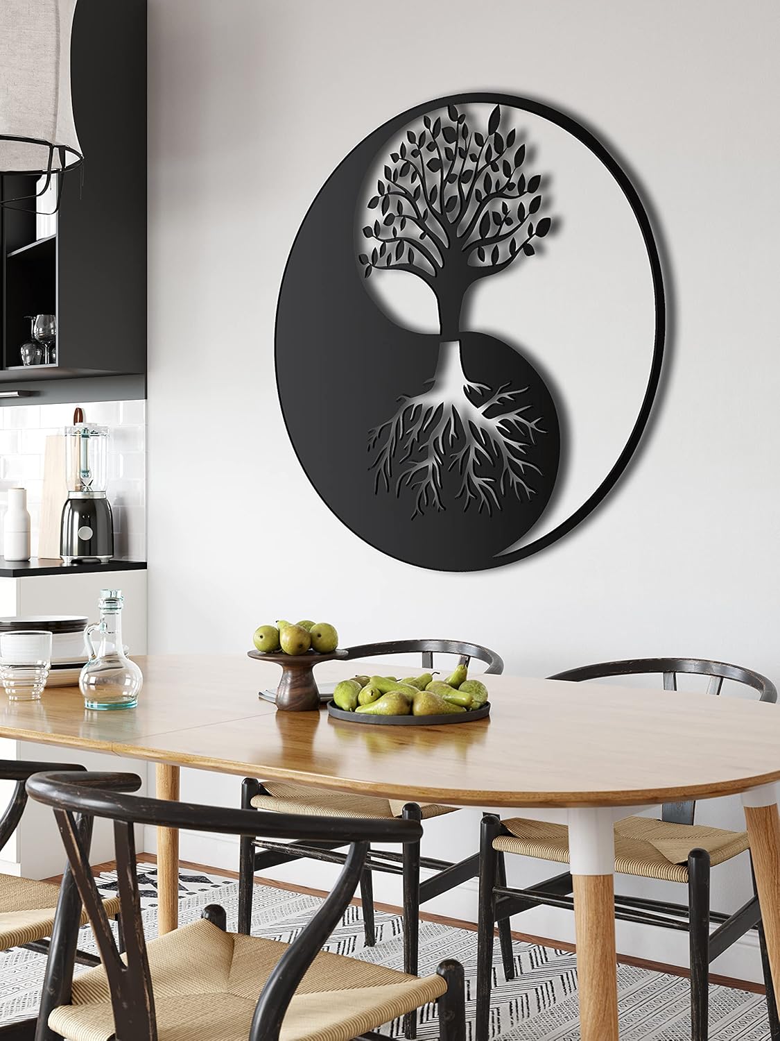 Metal Wall Decor, Tree Of Life Ying Yang, Wall Sign, Metal Wall Art, Interior Decoration, Indoor Outdoor Hangings (*18"W x 18"H / 45x45cm)