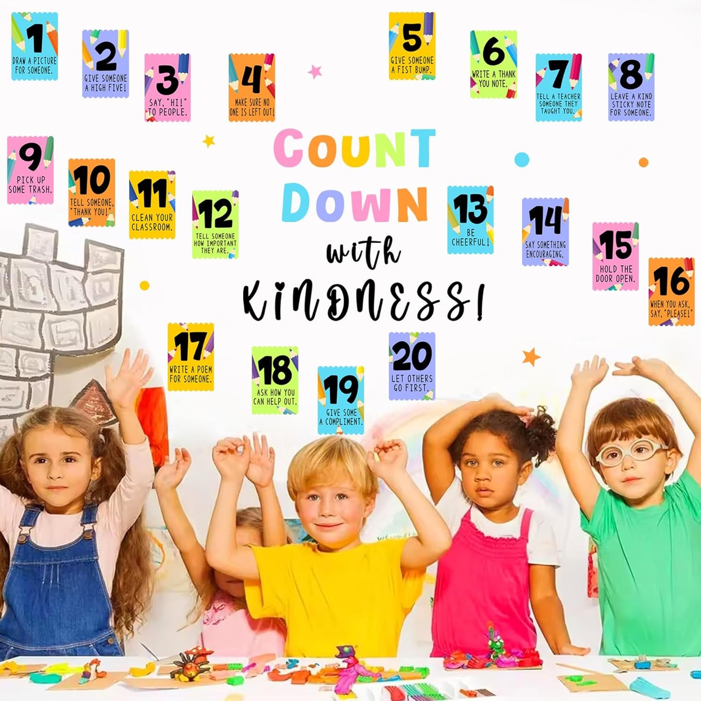Colorful Kids Inspiring Wall Decals Positive Door Signs Decal for Nursery Colorful Motivational Wall Sticker Peel and Stick Self Affirmation Sticker for Playroom School Bulletin Board Teacher Supply