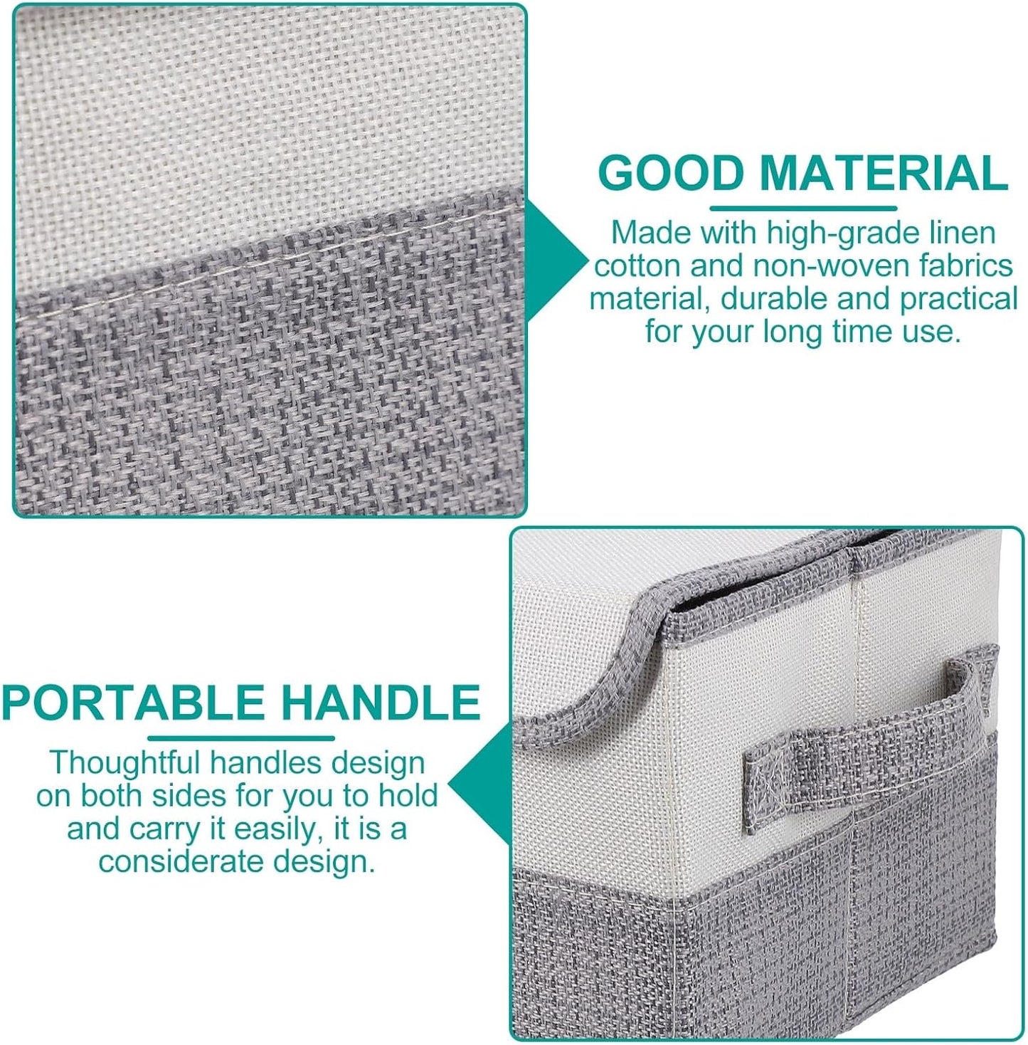 PRETYZOOM Foldable Clothes Storage Box with Lid, Fabric Organizer Bin for Home and Dormitory, Dustproof Sundries Storage Container in White and Gray, Small Size