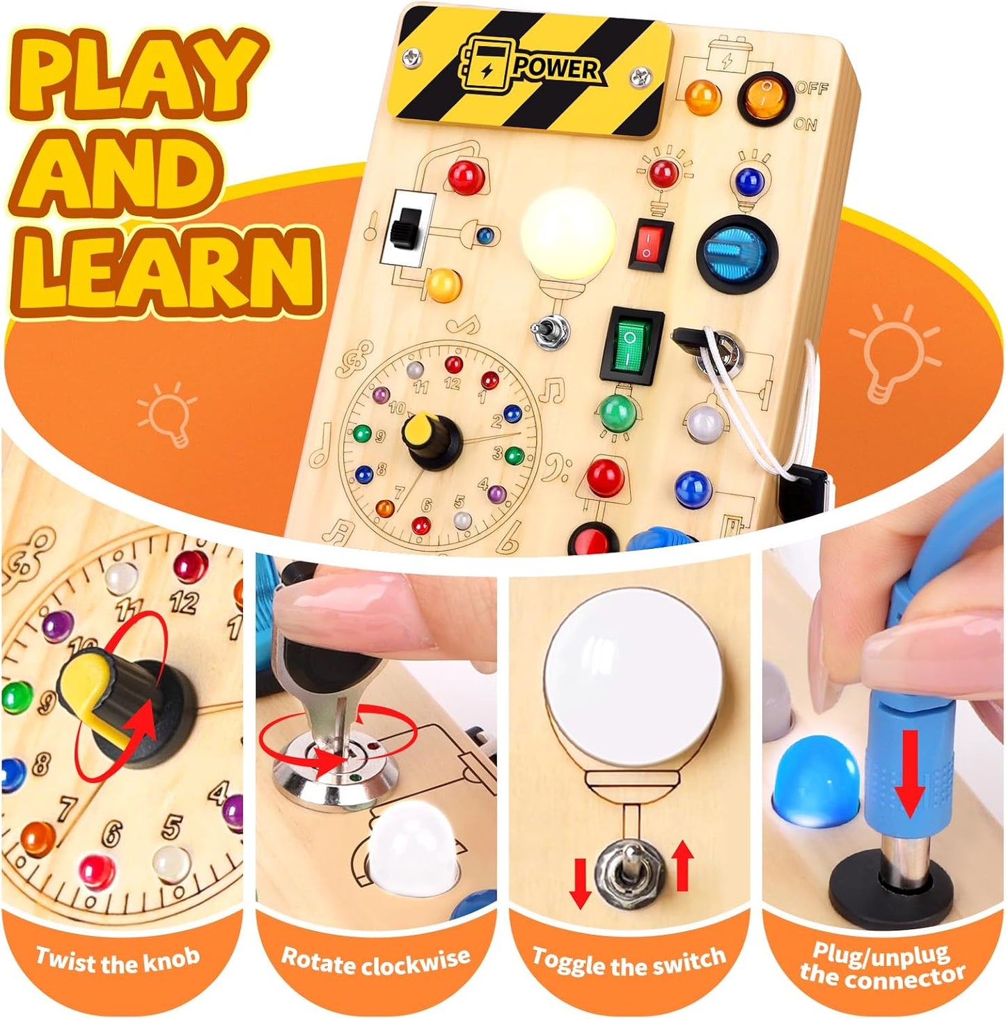 Busy Board for Toddlers - Montessori Educational Toy for 1-3 Year Old Boys & Girls | Travel-Friendly Sensory Learning Activity | Ideal for Kids with Autism(Clocks Busy Board)