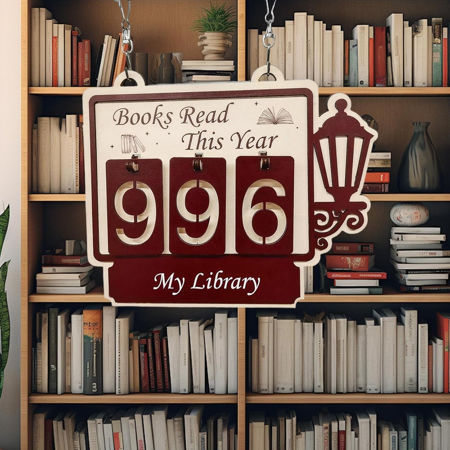 Books Read This Year Counter,Custom Books Read Tracker,Hanging Bookshelf Sign for Reading Challenge,Bookish Decor for Home or Library,Bookish Gifts for Book Lovers