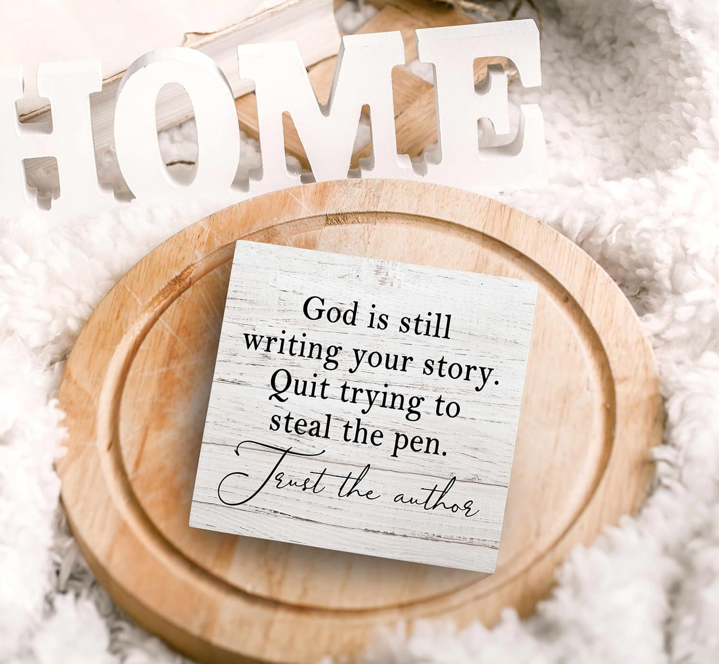 SRADMO God Is Still Writing Your Story, Prayer Room Decor, Christian Bible Verse Decor Wooden Box Sign For Home Office, Inspirational Signs Shelf Table Decorations