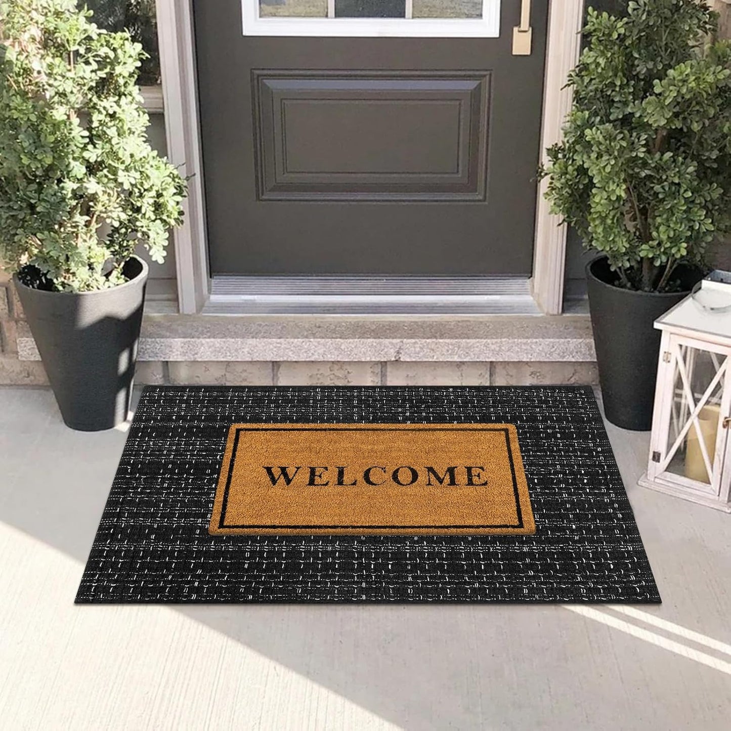 Seavish Black Kitchen Rug, Small Bathroom Rugs, 2'x3' Black and White Striped Rug Throw Rugs Washable Boho Porch Decor Indoor Outdoor Welcome Door Mat for Entryway Front Porch