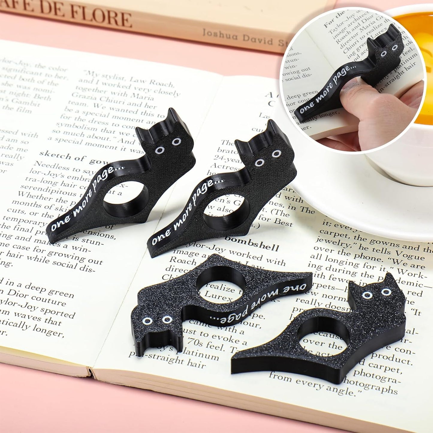 4 Pack Cat Book Page Holder Black Thumb Page Holder for Reading Bookmark Reading Accessories for Bookworms & Literary Gifts Women Teachers Students Readers