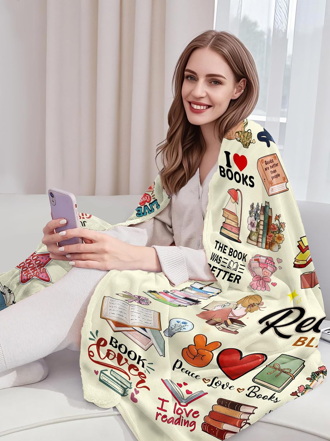 Book Blanket Reading Gifts for Books Lover Bookish Literary Blanket for Librarians Best Bookworm Gifts 50"x40"