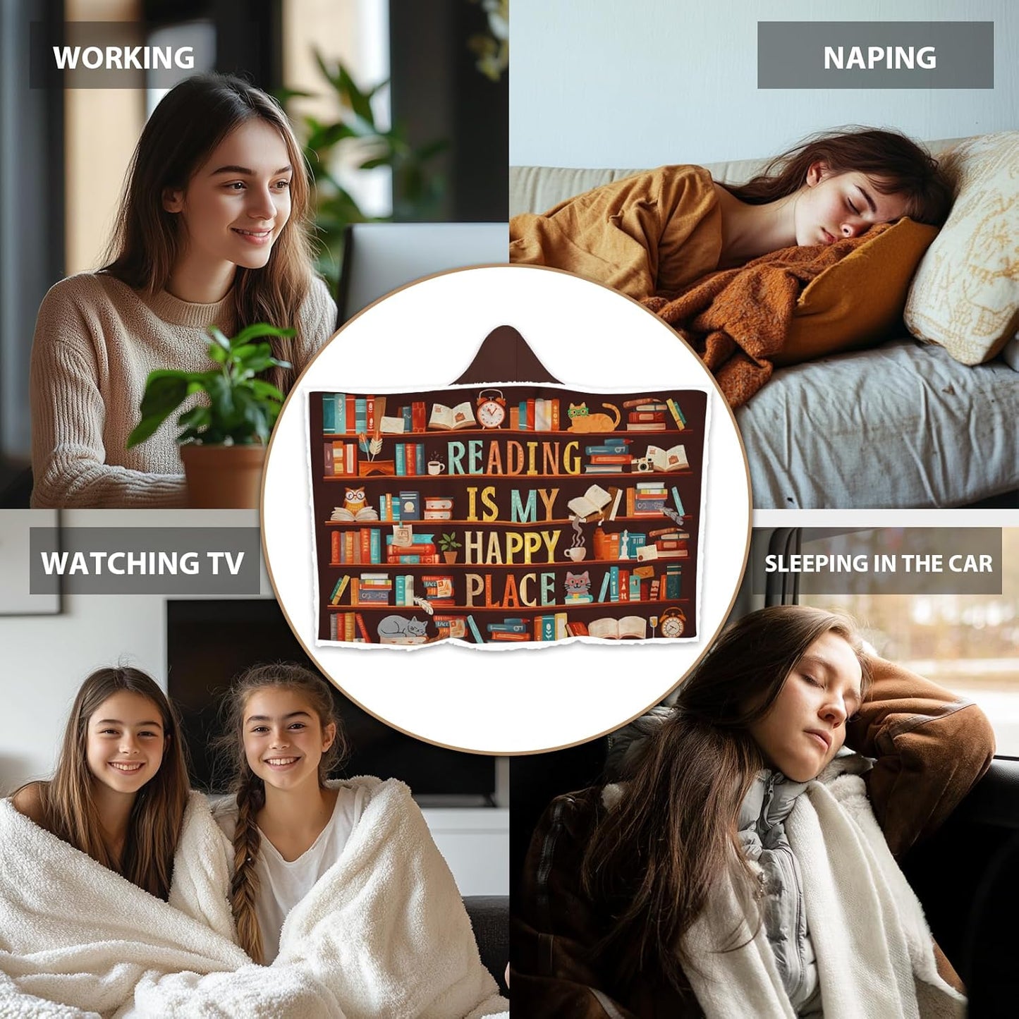 Book Lovers Gifts, Bookish Gifts for Book Lovers Women, Wearable Blanket Hoodies for Adults, Oversized Reading Blanket, Bookworm/Reading/Books Club Gift for Thanksgiving Christmas