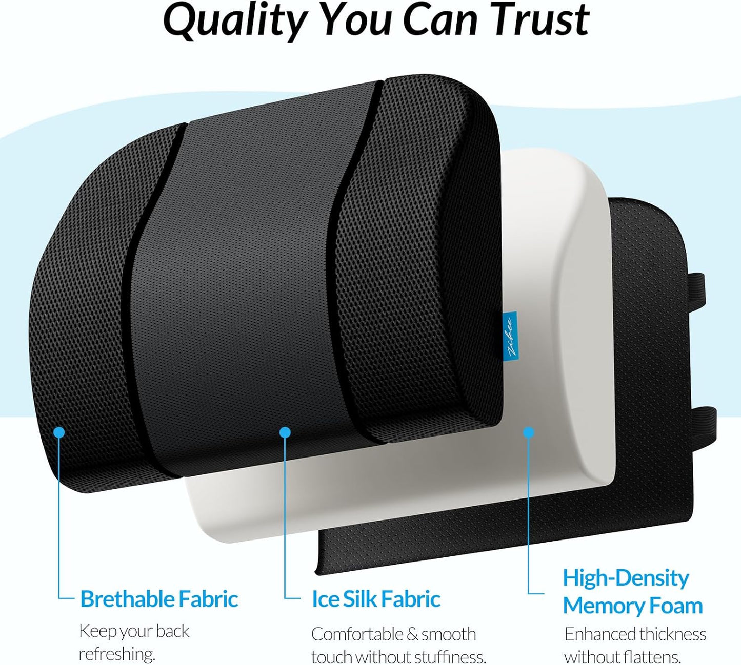 ZIKEE Lumbar Support Pillow for Office Chair with Dual-Firmness Memory Foam, Ergonomic Back Pillow for Targeted Support, Back Cushion with Dual Straps, Versatile Use for Car, Computer Gaming Chair