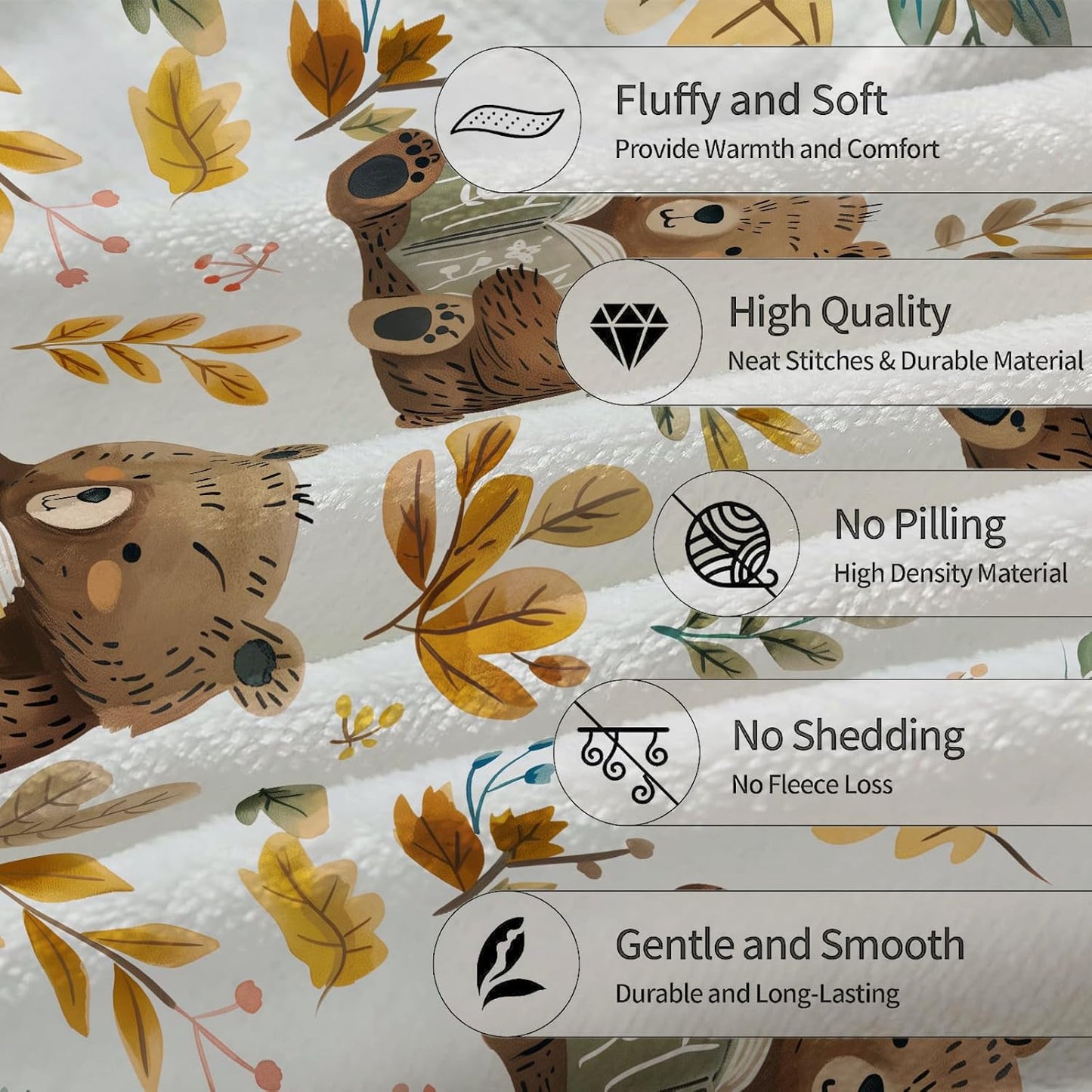 Cute Bear Blanket, Soft Warm Lightweight Animal Flannel Throw Blanket for Couch, Bed, Travel & Outdoor, Cozy Fluffy Fuzzy Blankets for Women Men, Home Decor 50×40 in