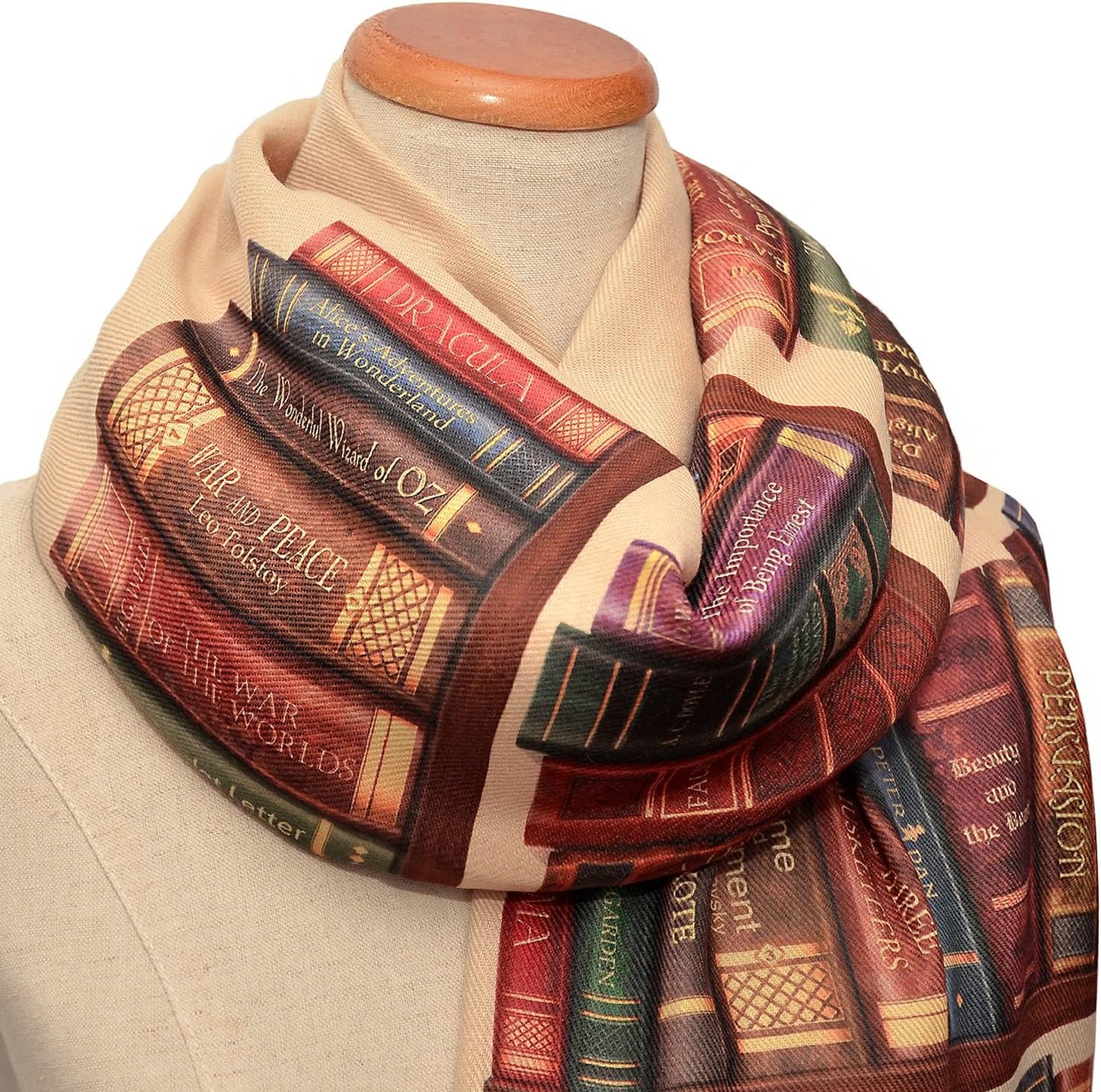 Universal Zone Bookshelf Scarf. Literary Shawl with the famous books' titles, Bookish Gift, Literary Gift, Book Lover Scarf, Librarian gift.