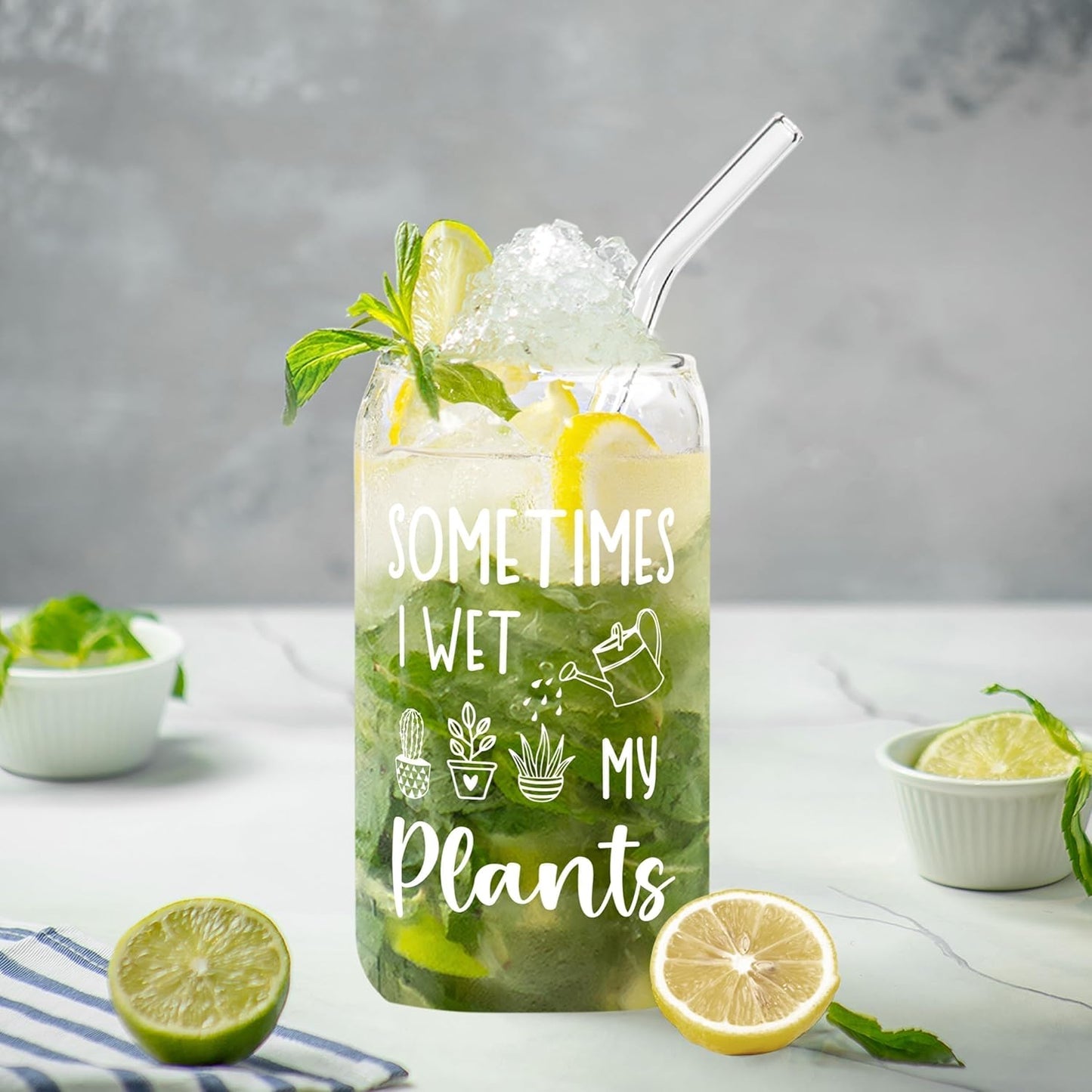 SteadStyle Plant Lover Gifts for Women, Garden Present for Plans Lovers - Glass Drink Cup with Bamboo Lid & Straw (16oz), Unique Plant Lady Gifts for Gardeners Birthday Graduation Christmas