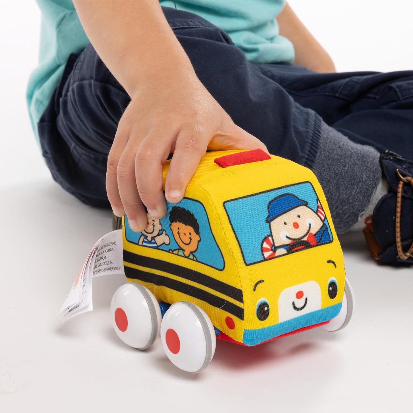 Melissa & Doug K's Kids Pull-Back Town Vehicle Set - Baby Toys Set with 4 Soft Toy Cars and Trucks, Surface Washable with Removable Wheels, Learning Toys for Babies and Toddlers