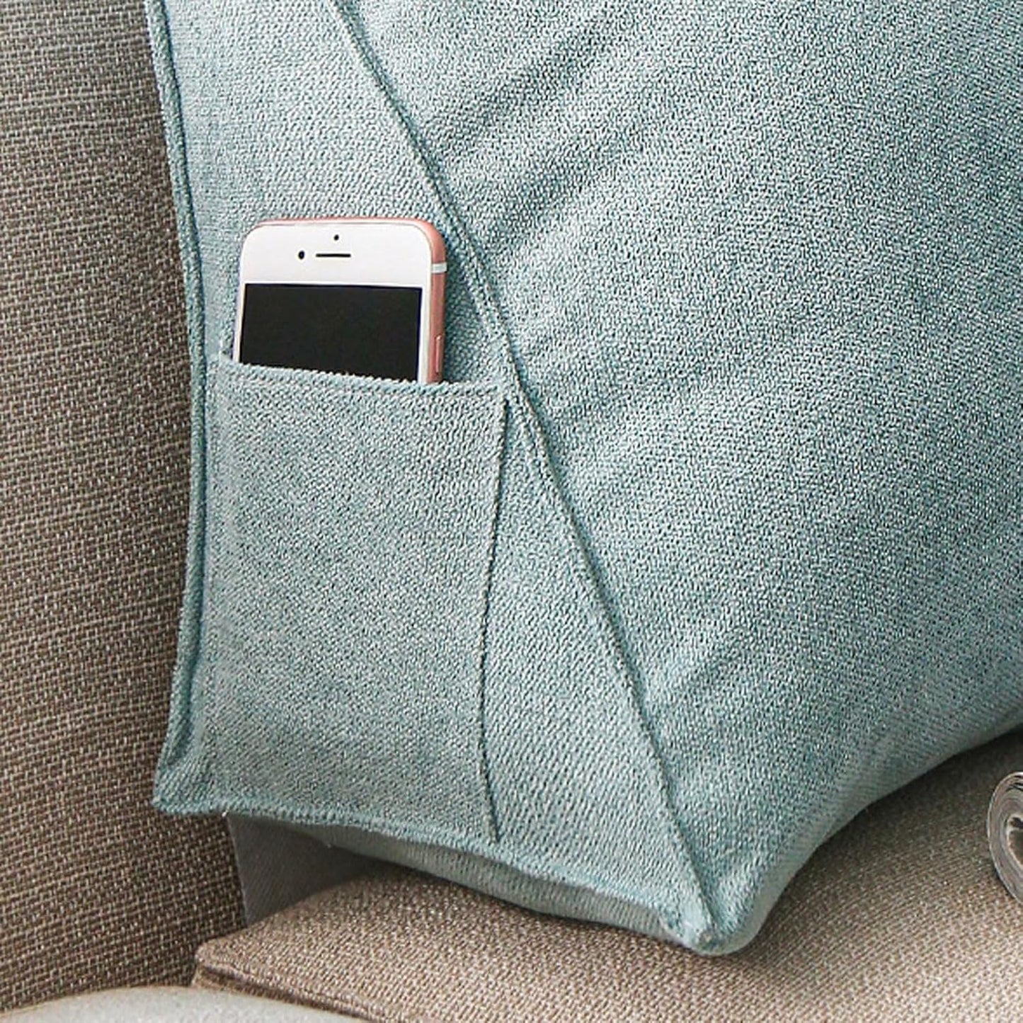 Triangular Couch Back Cushion Pillow, Large Wedge Headboard Reading Pillow with Removable Cover, Lumbar Back Support Pillow for Sofa, Bed, Office Chair(27.5x7.9x13.8 inch, Dark Blue)