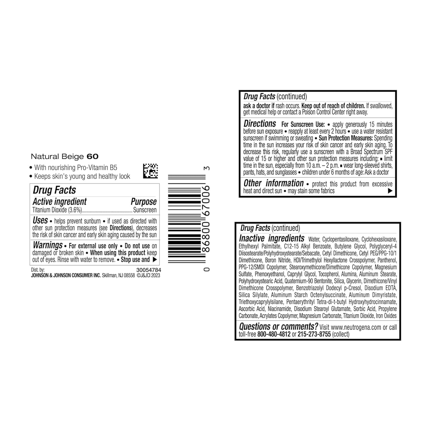 Neutrogena Healthy Skin Liquid Foundation Makeup with Broad Spectrum SPF 20 Sunscreen, Lightweight, Medium Coverage Makeup with Sunscreen and Pro-Vitamin B5, Natural Beige 60, 1 fl. oz