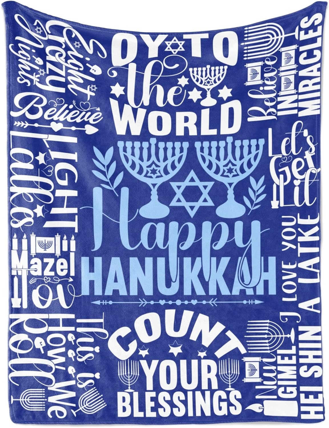InnoBeta Hanukkah Gifts, Hannukah Throw Blanket for Kids Women Men, Presents for Chanukah Jewish Holiday for Kids, Friends, Coworkers, Teachers - 50" x 65" (Happy)