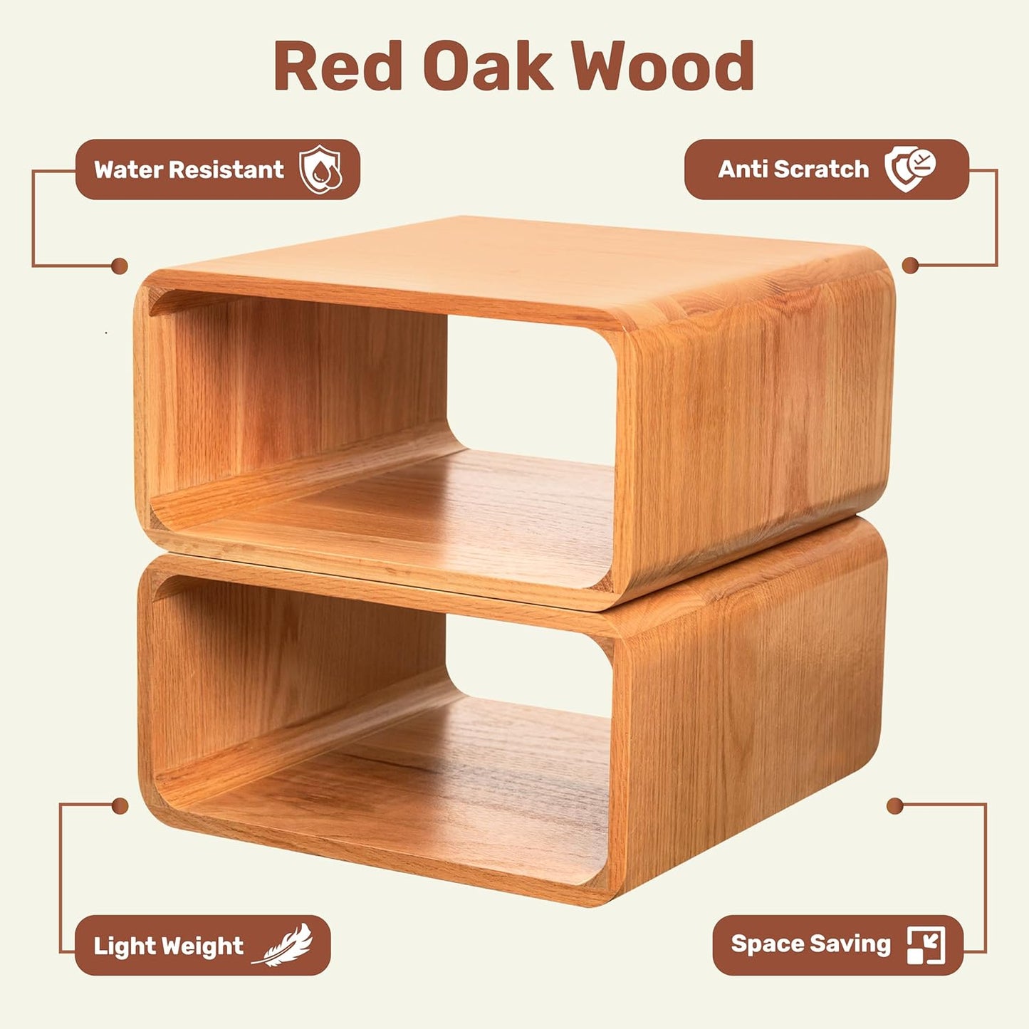 Wooden Cube Storage Shelf Organizer, Bookshelf for Bedroom, Livingroom, Dormroom, Home Office, Studyroom, Home Decor and Contemporary Spaces (Red Oak | Pack of 1)