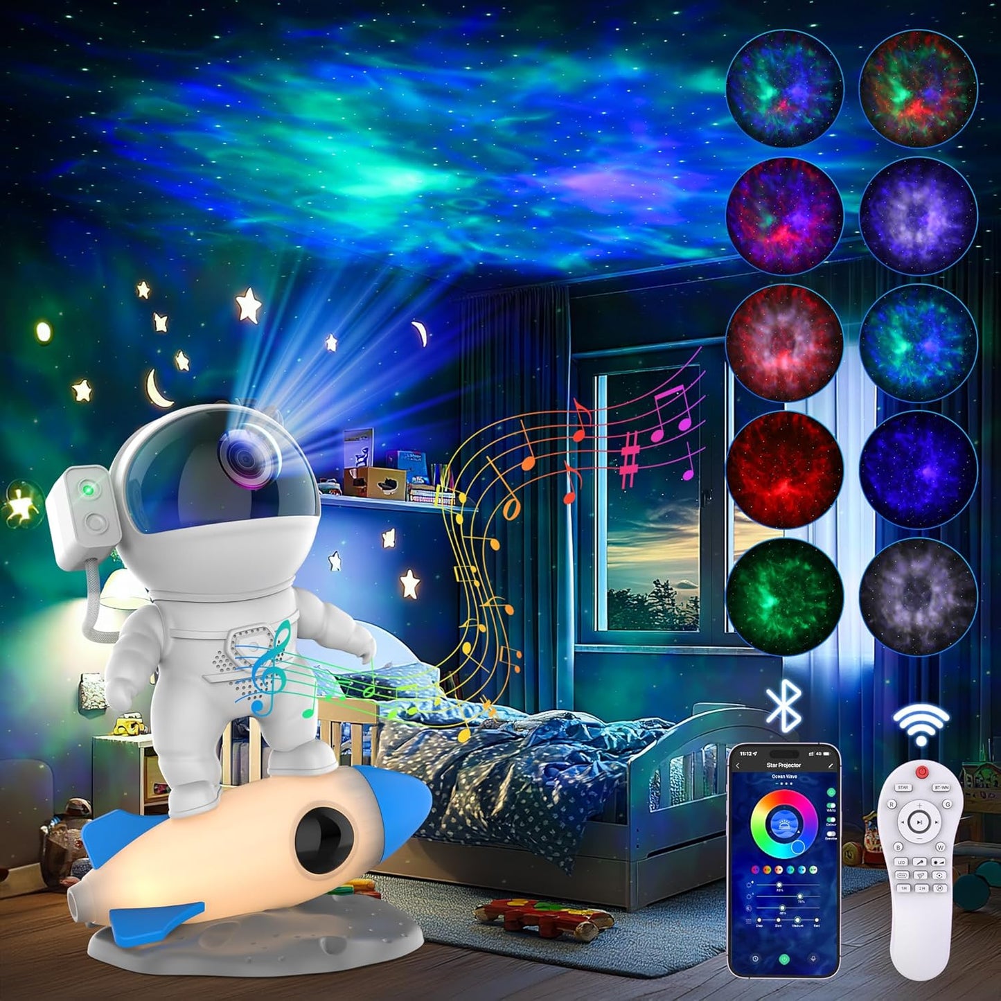 Astronaut Galaxy Projector with Bluetooth Speaker & White Noise, App & Remote Control Star Projector, Galaxy Projector for Bedroom Adults Kids, Spaceman Night Light for Gaming Room, Home Theater