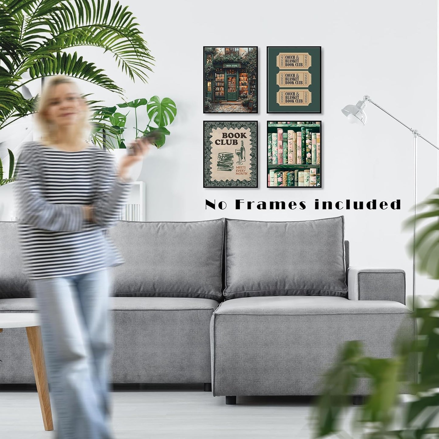 LUKIPOM Vintage Nostalgic Book Wall Art Posters Set of 4, Reading Nook Corner Room Decor, Retro Green Bookish Canvas Prints Artwork for Library Book Store Club Wall Decor, 8x10 Unframed