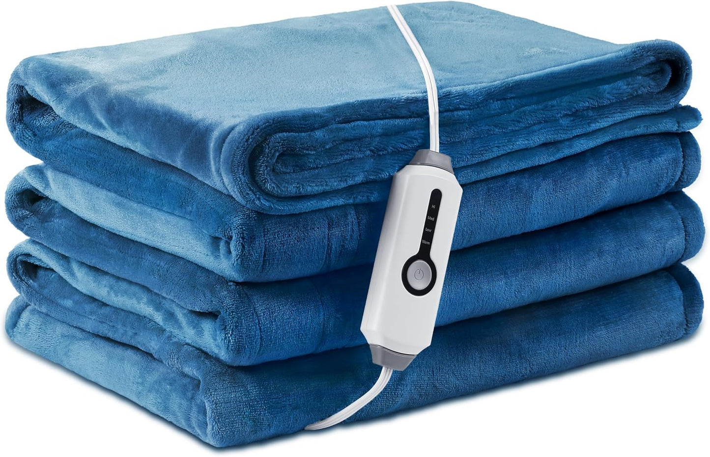 Electric Heated Blanket Full Size 72"×84", Luxurious Breathable Flannel with 4 Heat Settings, 10-Hour Auto Shut-Off & Overheat Protection, for Bed & Couch, Cozy Gift - Lake Blue