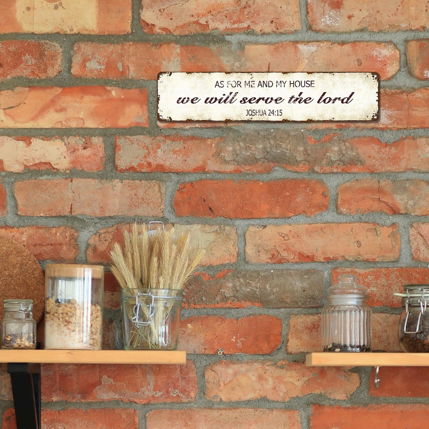 As for Me and My House - Bible Verse Metal Sign - 16x4 Inch Rustic Tin Christian Wall Art, Farmhouse Scripture Decor, Inspirational Gift for Baptism, Weddings and Church Office Revival
