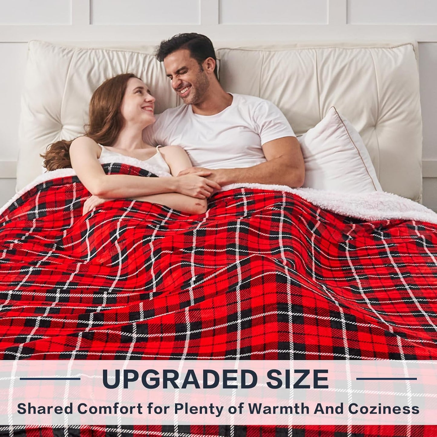 OCTROT Sherpa Fleece Blanket,Checkered Red Throw Blanket for Women Mom Girls Grandma Dad, Soft Winter Warm Plaid Thick Blankets for Cozy Home Decor,Couch,Bed,Camping,50x60 Inches