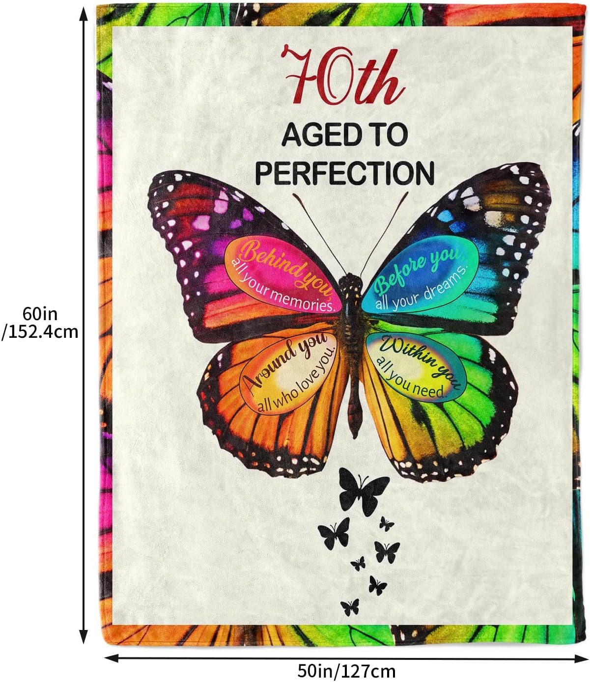 70th Birthday Gifts for Women Christian, Butterfly Christian Throw Blanket, 70 Year Old Bday Gifts for Mom, Grandma, Sister, Friends, Inspirational Religious, 50”X60”