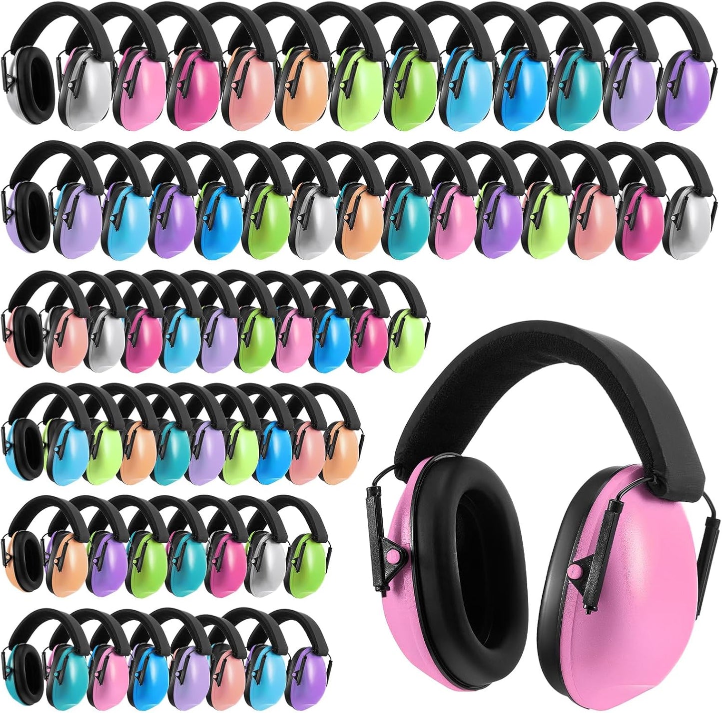 Amylove 60 Pcs Kids Ear Protection Noise Cancelling Headphones Noise Reduction Ear Muffs 27dB Hearing Protection (12 Colors)