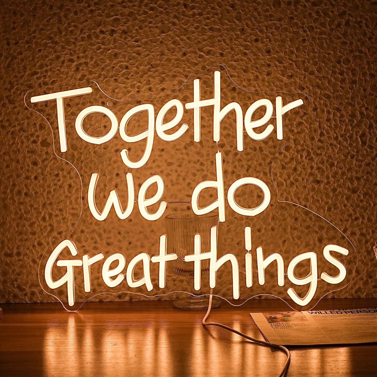 Together We Do Great Things Neon Sign Dimmable Inspirational Neon Light Signs Wall Art Decor for School Home Office Positive Classroom Decor USB Neon Light 16.5 * 12.6 IN
