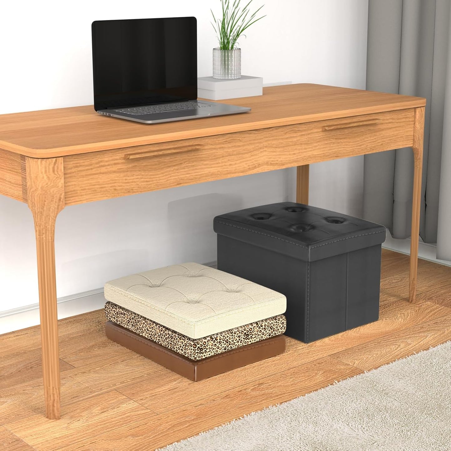 Ottoman Storage Ottoman Foot Rest Ottoman with Storage Ottomans Foot Stools Small Ottoman Black L17W13H13INCH
