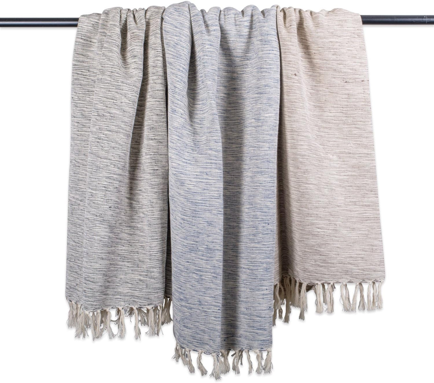 DII Rustic Farmhouse Throw Blanket with Decorative Tassels, Use for Chair, Couch, Bed, Picnic, Camping, Beach, & Just Staying Cozy at Home (50 x 60), Variegated Brown
