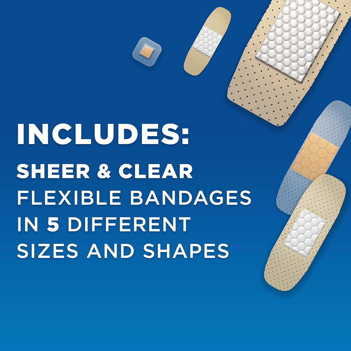 BAND-AID Brand Adhesive Bandages Family Variety Pack, Sheer & Clear Flexible Sterile Individually Wrapped Strips & Spots, First Aid Wound Care for Minor Cuts, Scrapes, Burns, 5 Sizes, 280 ct