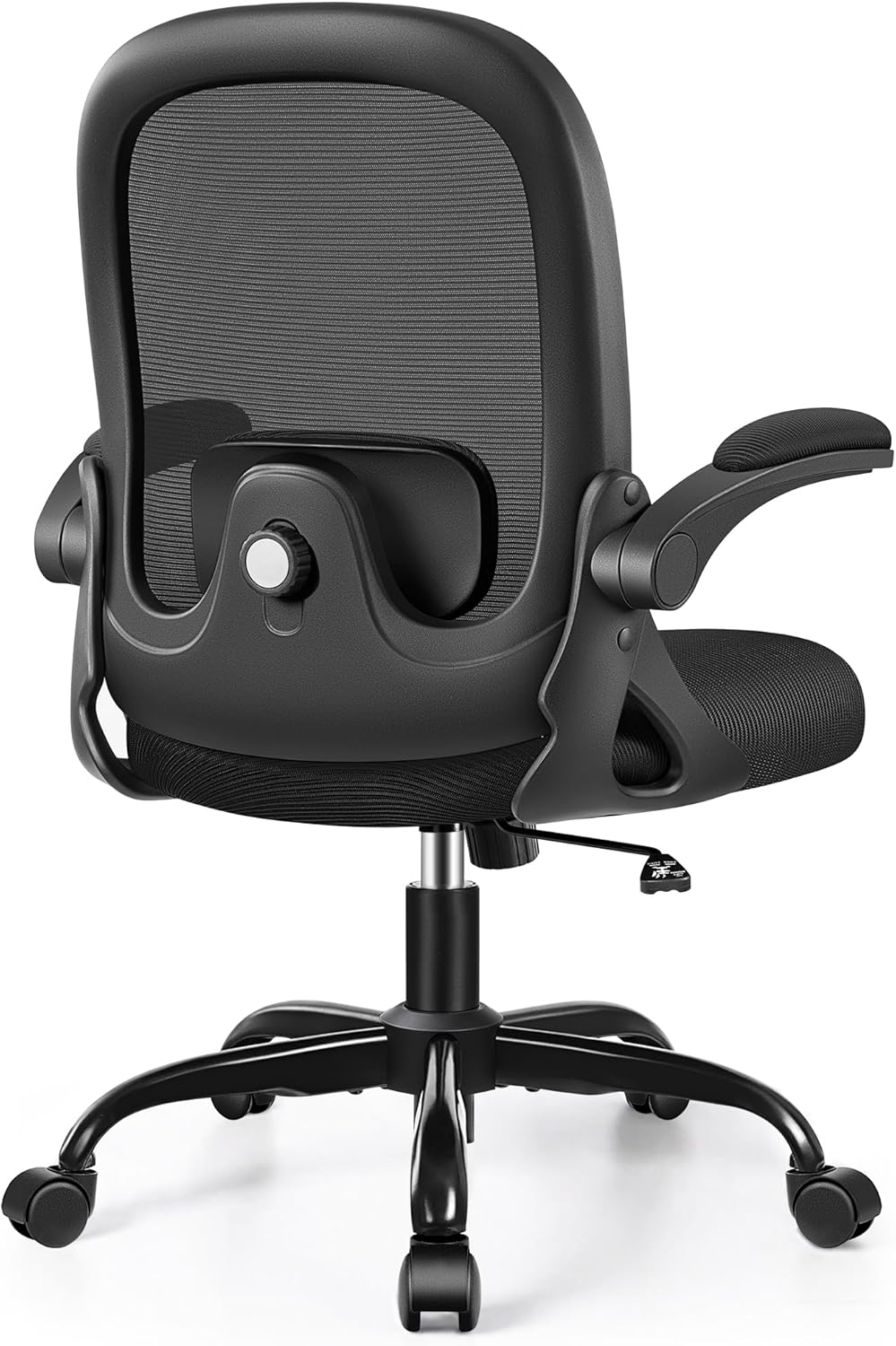 Primy Desk Chair Ergonomic Office Chair with Adjustable 3D Lumbar Support and Height, Comfy Mesh Computer Chair with Flip-up Armrests, Swivel Rolling Task Chair with Wheels for Home Office (Black)