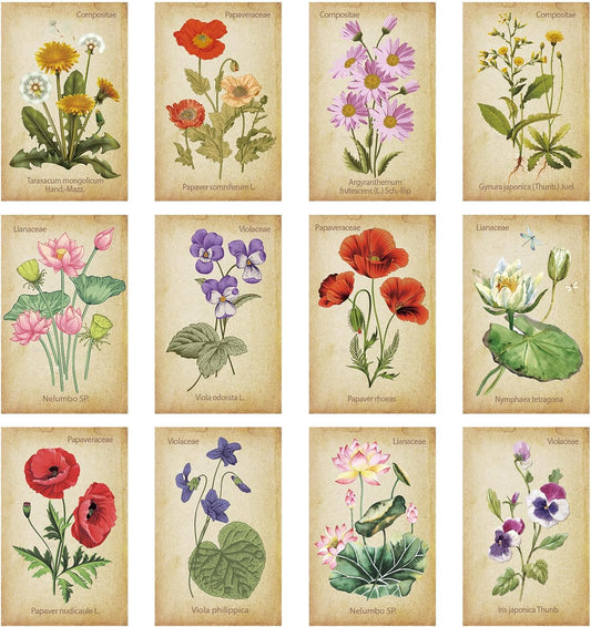 Outus 24 Pcs Floral Magnetic Bookmarks for Women Vintage Flower Book Markers Assorted Botanical Bookmarks Clips Page Markers Birthday Gift for Books Lovers Students Teachers Counselor