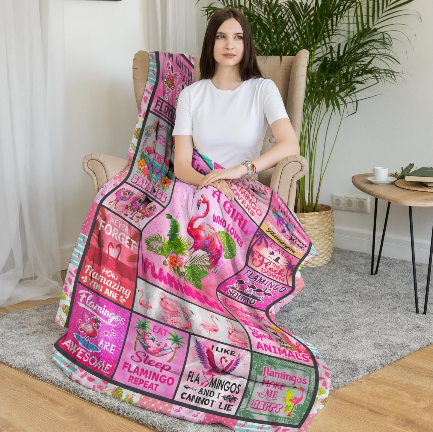 Flamingo Blanket Gifts for Women Girls Flamingo Lovers Stuff Birthday Gifts Decor Soft Flannel Throw Blanket 50" x 40"